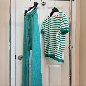 Max Mara Knit Short-Sleeves Top & Matching Pants Sz: Xs US2/4 Spring/Summer